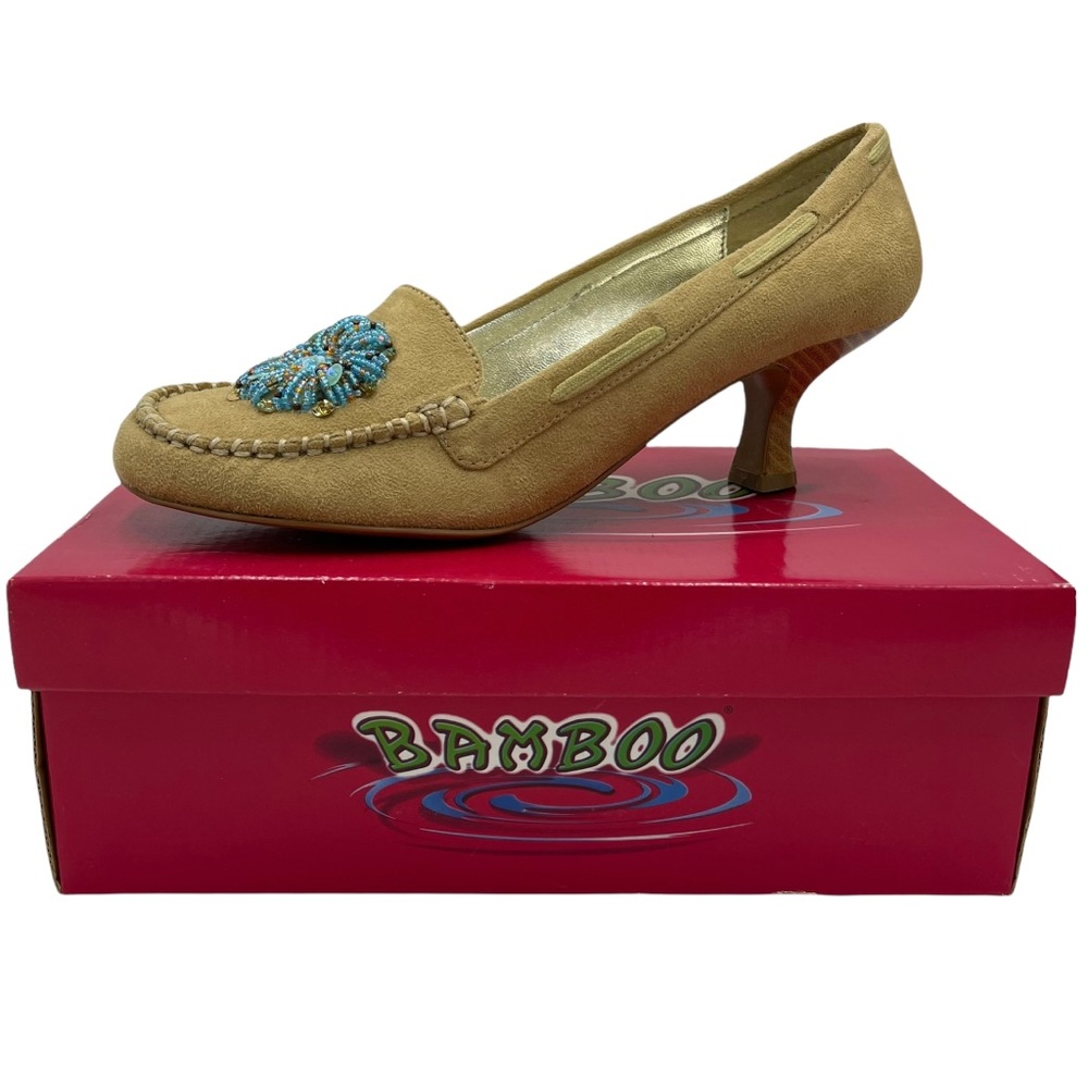 💙BAMBOO Women's Kitten Heel Beaded "Elmo" Moccasins💙